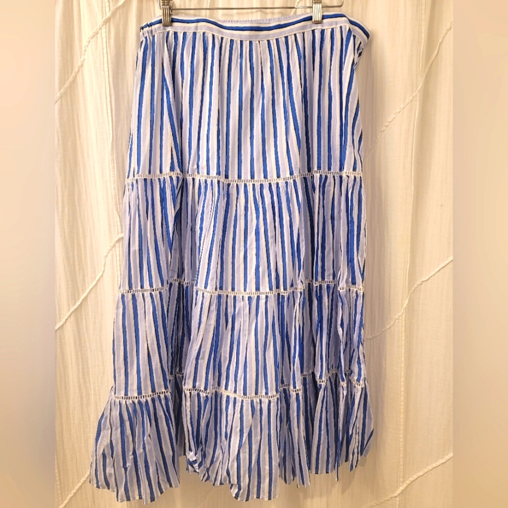 J Crew Blue Striped Skirt NWT